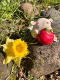 White Mouse Sculpture with Apple