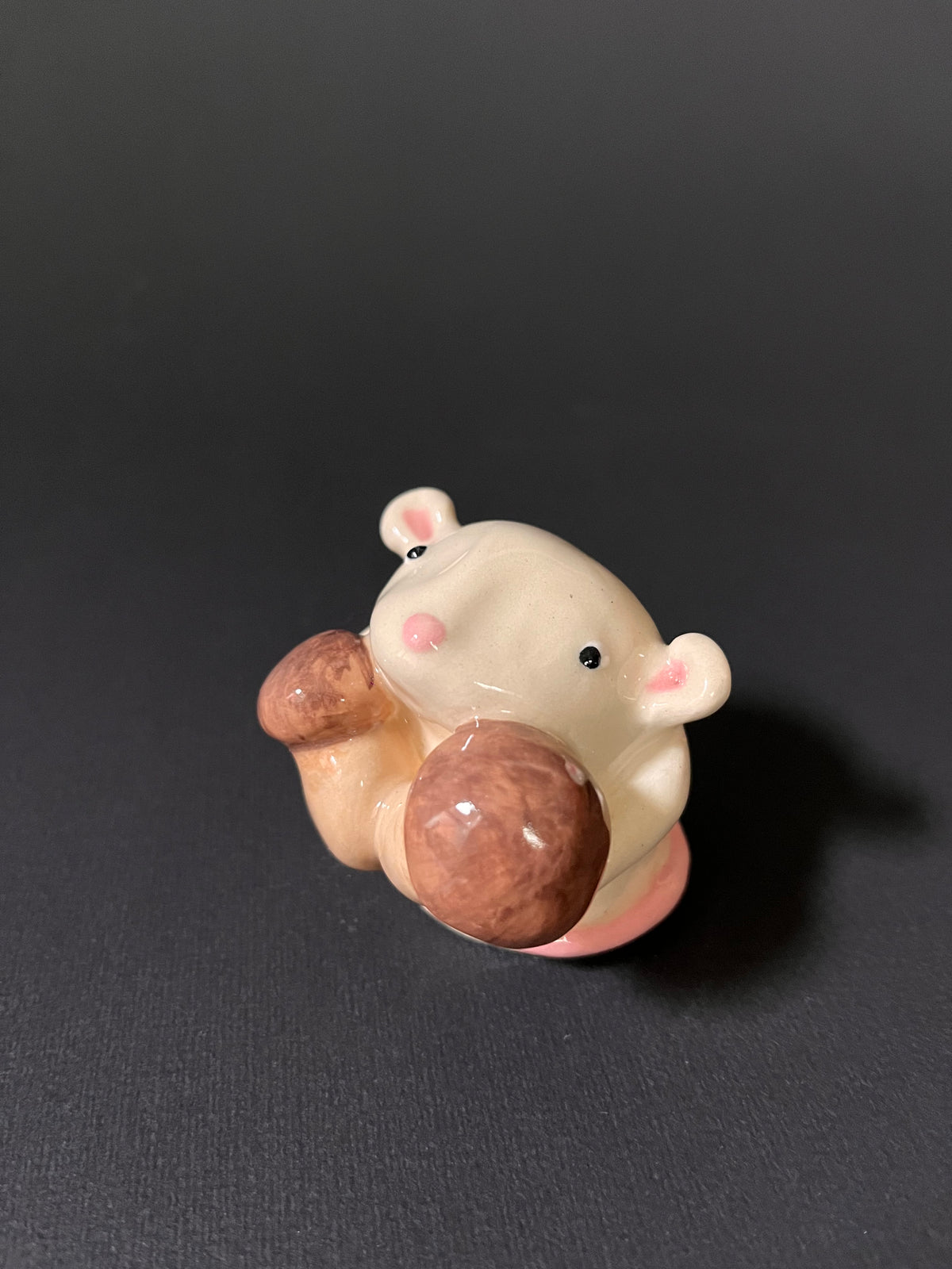 White Mouse Sculpture with Mushrooms