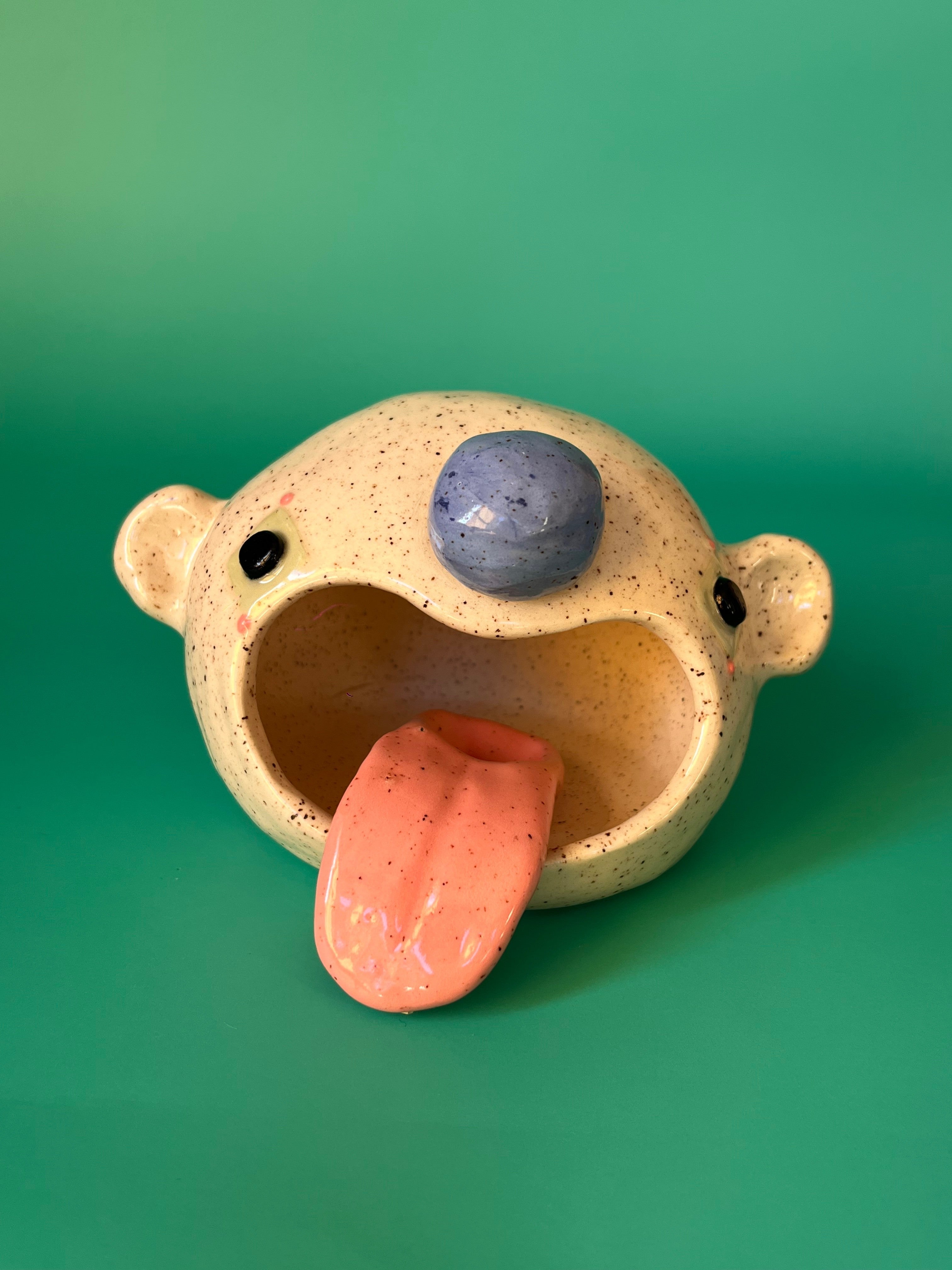 Blue Nosed Clown with Green Makeup Salt Cellar