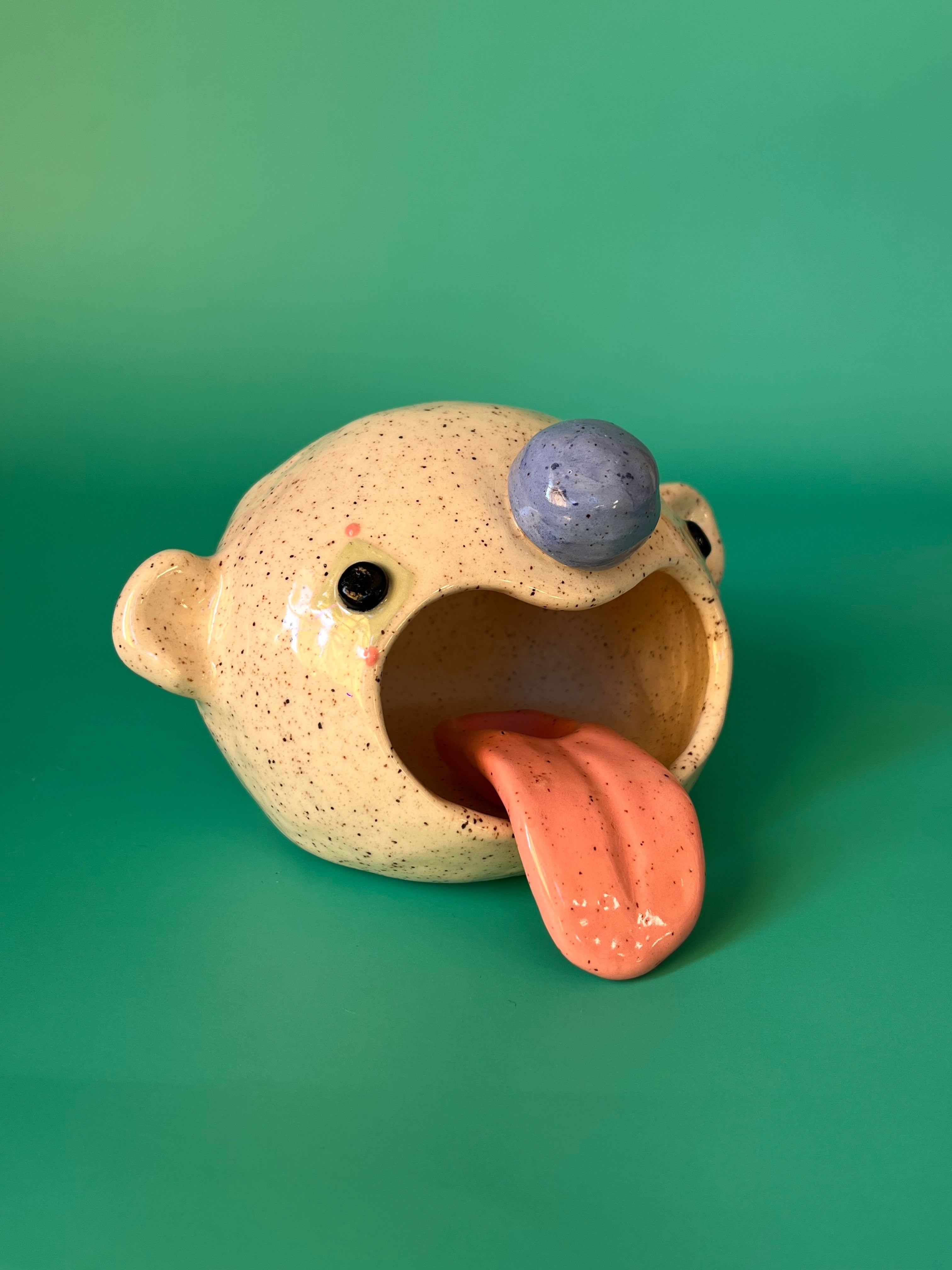 Blue Nosed Clown with Green Makeup Salt Cellar